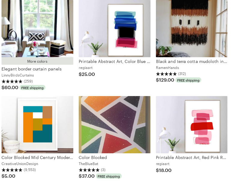3 Etsy тренд 2020 Color-blocked decor декор из цветных блоков