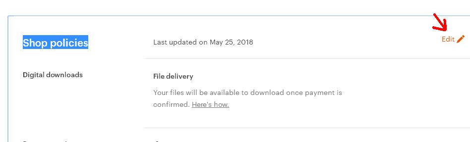 Etsy Shop policies