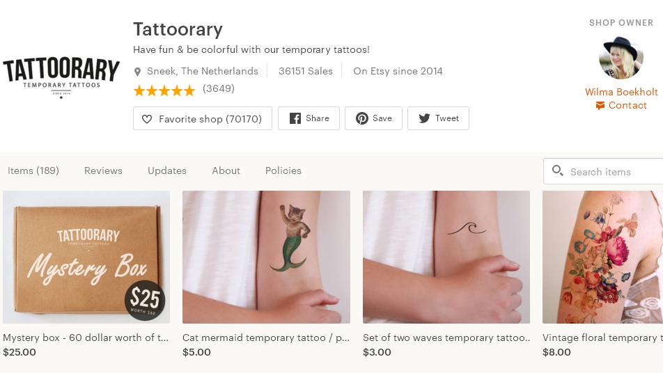 Etsy магазин – Tattoorary