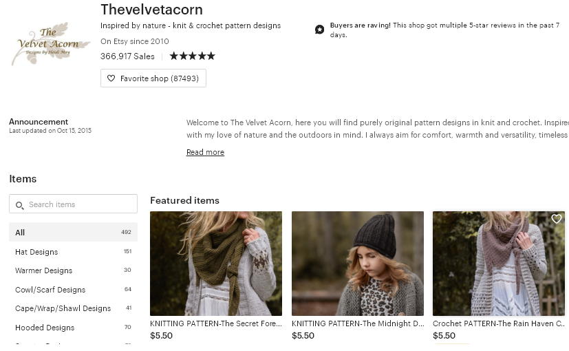 Etsy магазин - Thevelvetacorn