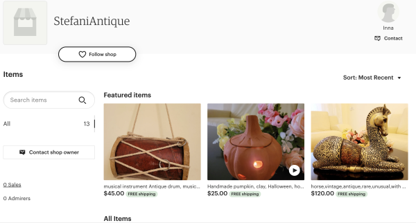 Відео аудит Etsy магазину Вінтаж Головна